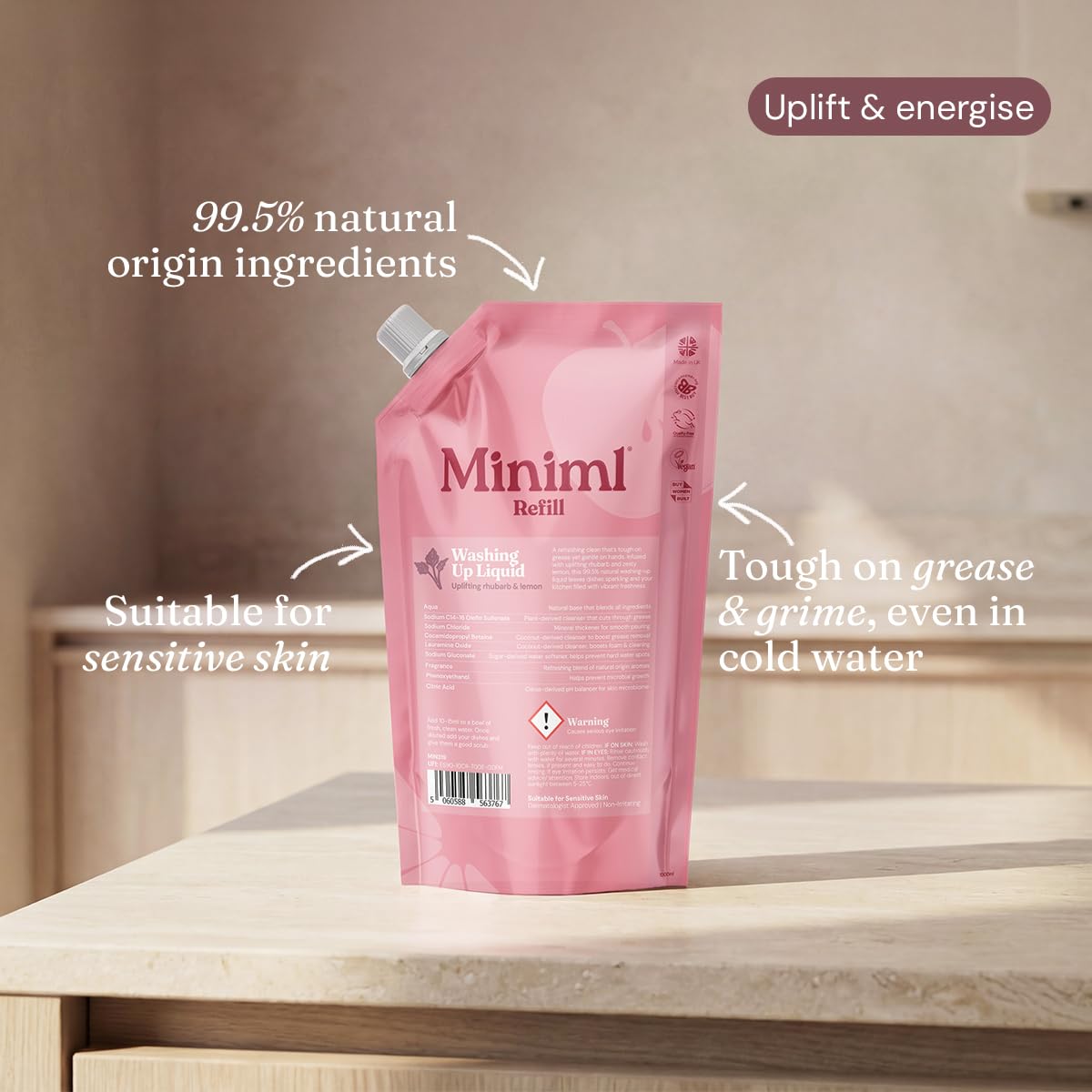 Miniml Eco Washing Up Liquid 5L Refill – Wild Rhubarb & Lemon