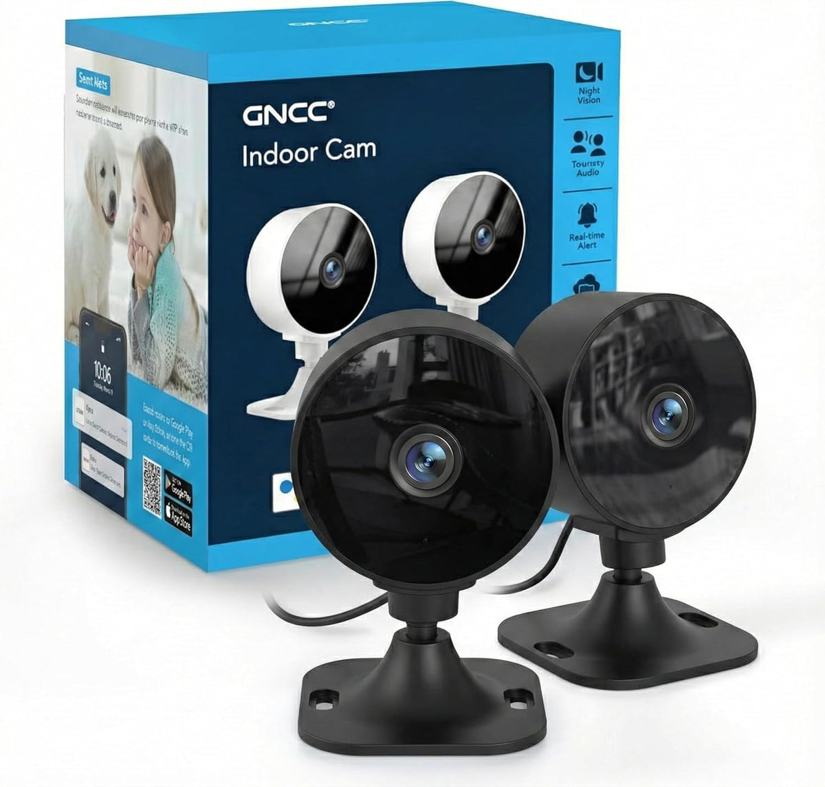 GNCC GC3 2-Pack Indoor Security Camera, 1080P CCTV Cameras for Home/Pet