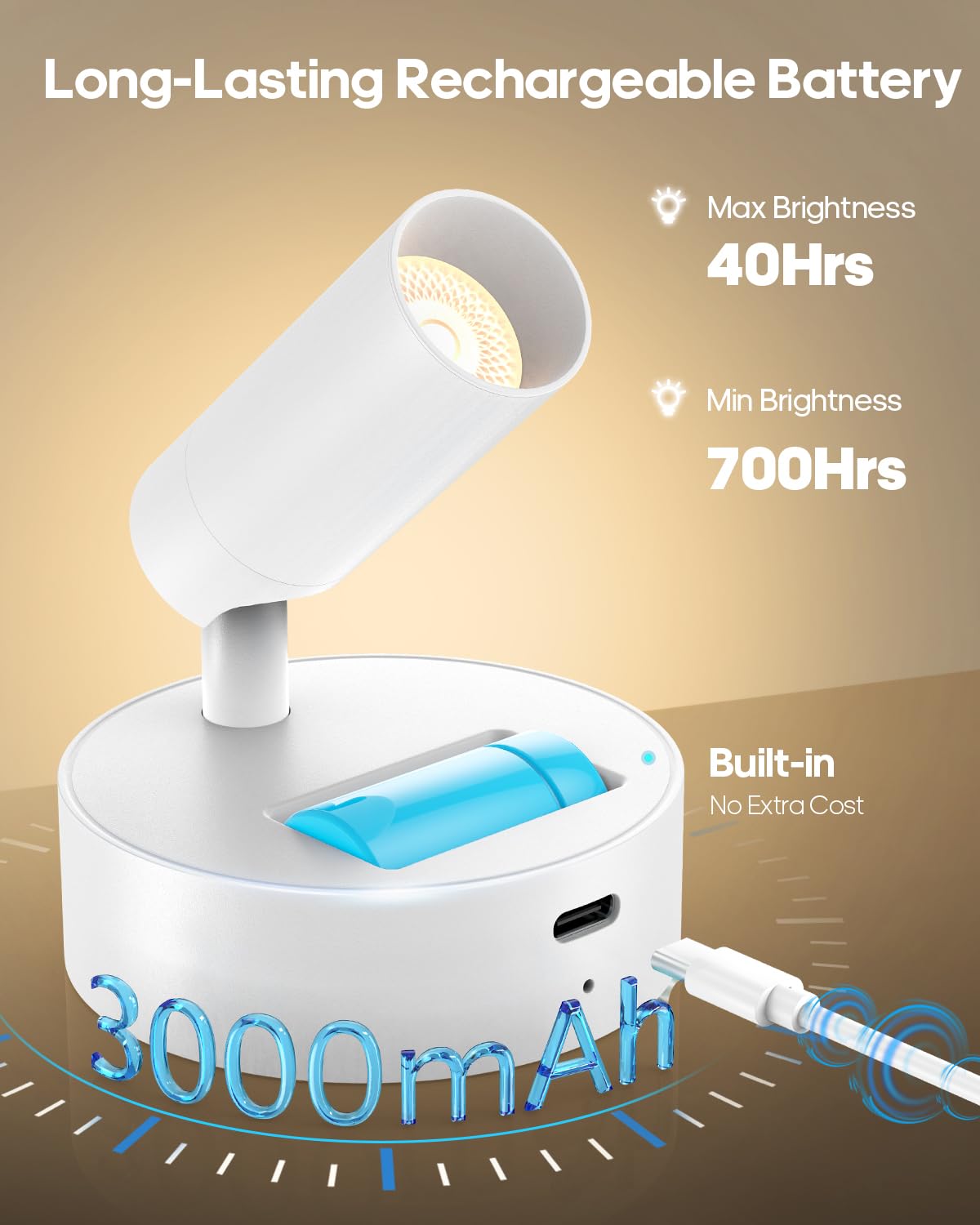 GOODEA Battery Operated Spot Light Indoor with Remote, Up to 30 Days, 3 CCT