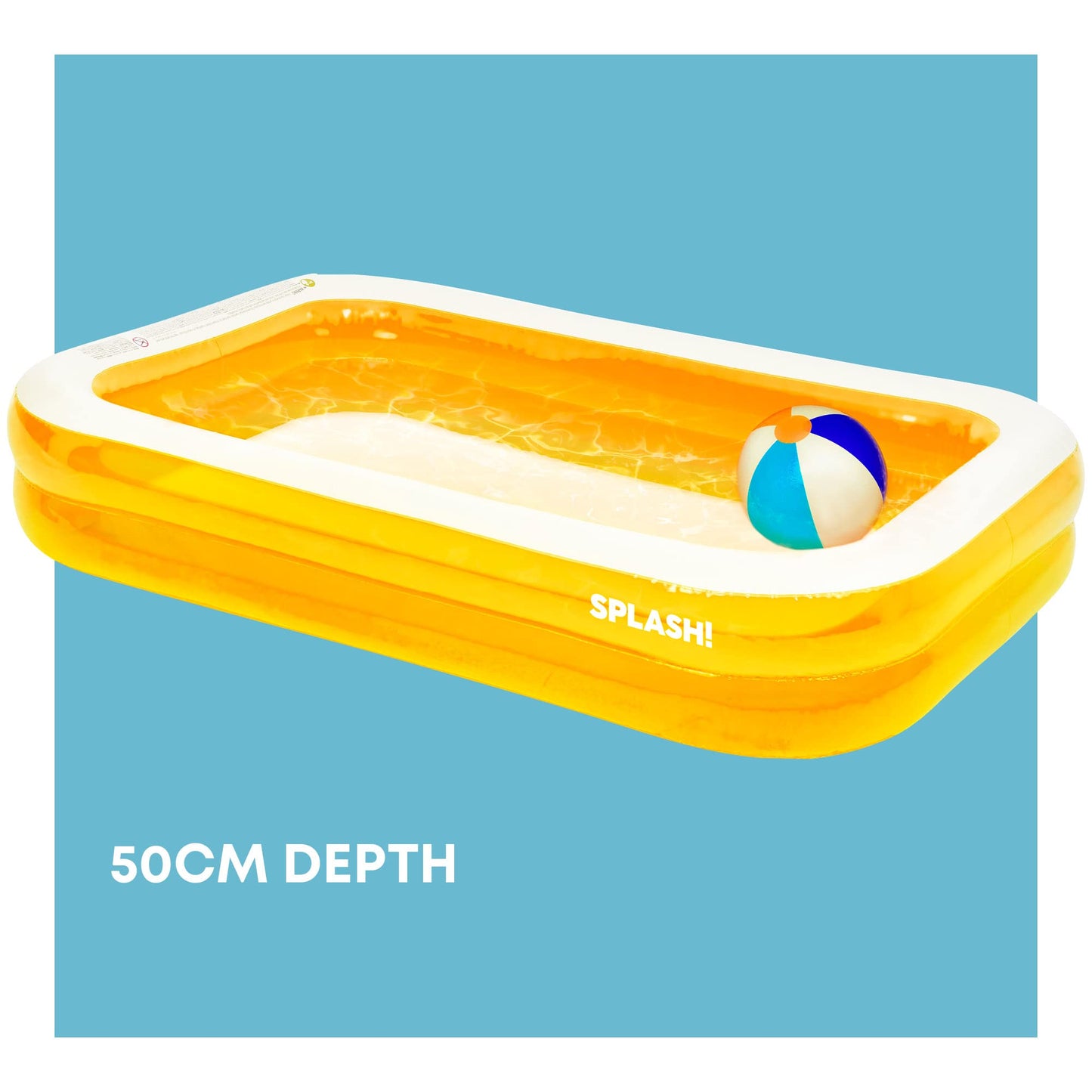 SPLASH! 8.5ft Rectangular Inflatable Swimming Pool — 780 Litre Capacity
