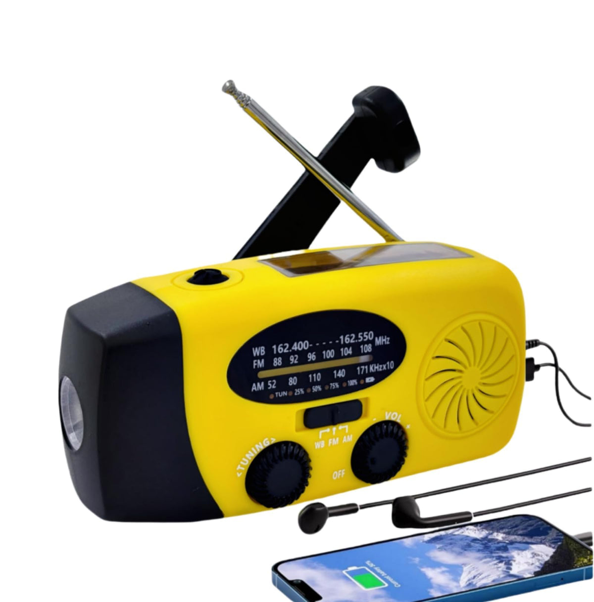 5000mAh Wind Up Solar Radio, Emergency Crank Weather Radio, FM/AM Radios