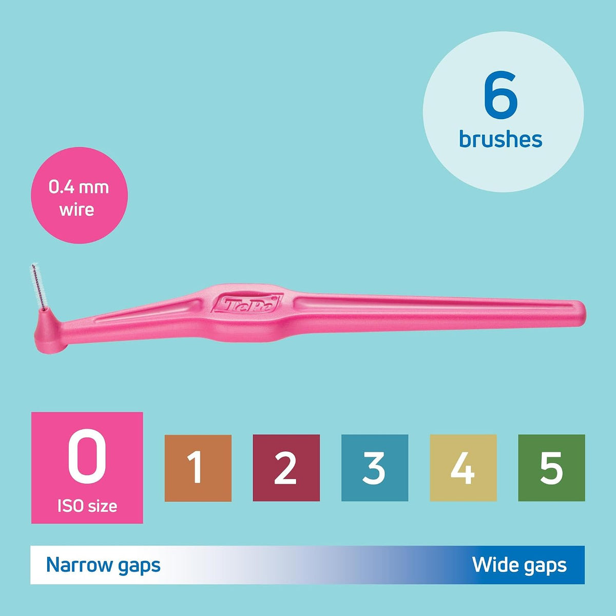 TePe Interdental Brush Angle, Pink, 0.4mm/ISO 0, 6pcs, Carton Pack