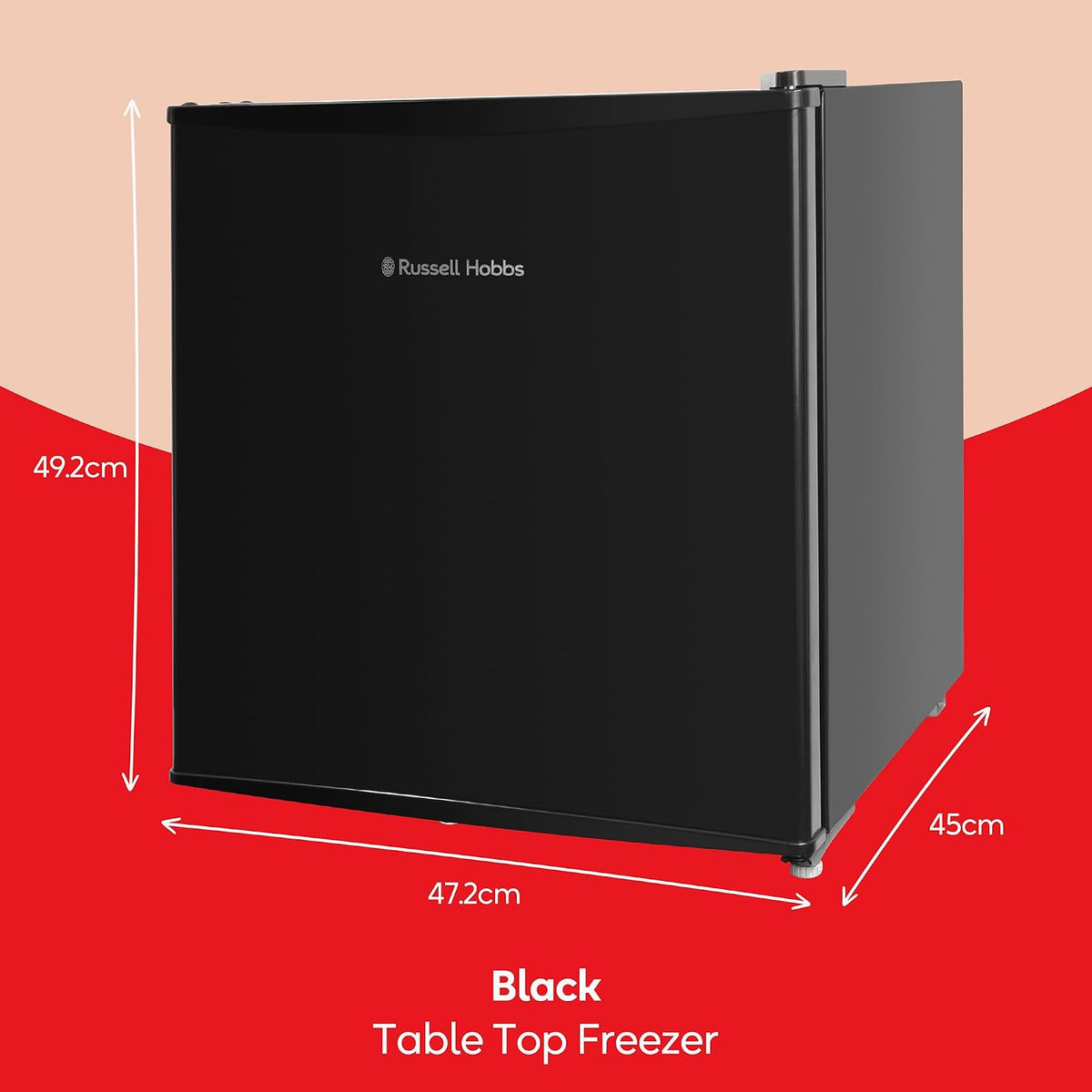 Russell Hobbs Mini Freezer 31 Litre Capacity Black Freestanding Table Top Small Freezer with Adjustable Feet, Removable Shelf & Reversible Door RHTTFZ0E1B