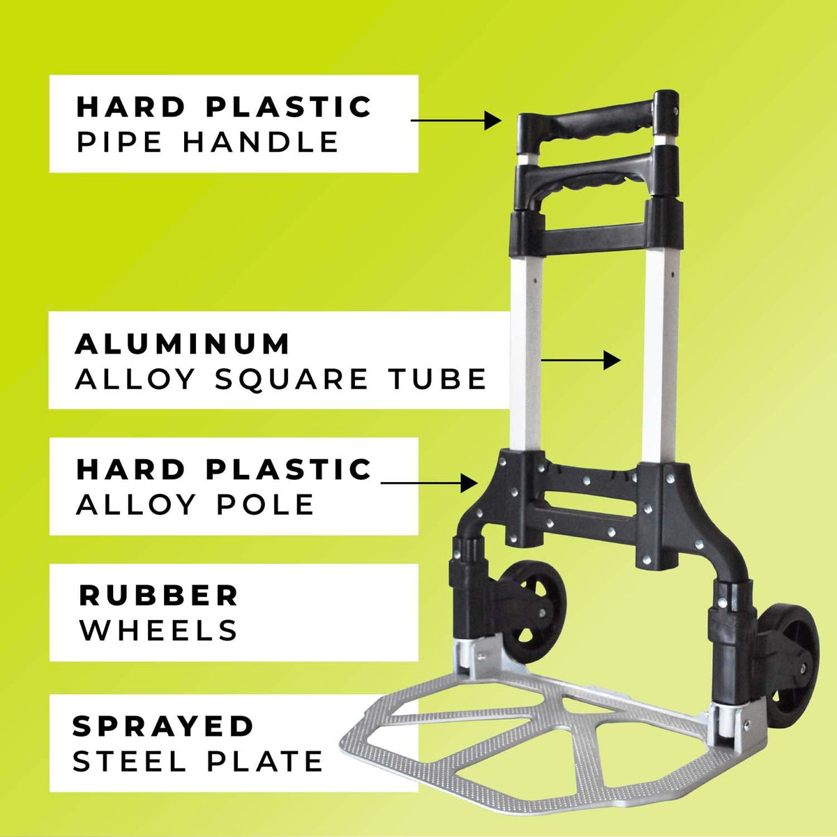 WMR Heavy Duty Folding Aluminium Hand Truck Trolley | Multi-Purpose Sack Barrow Cart | Lightweight & Durable Aluminium Trolley for Luggage, Groceries, Office, Warehouse | 80KG Load Capacity
