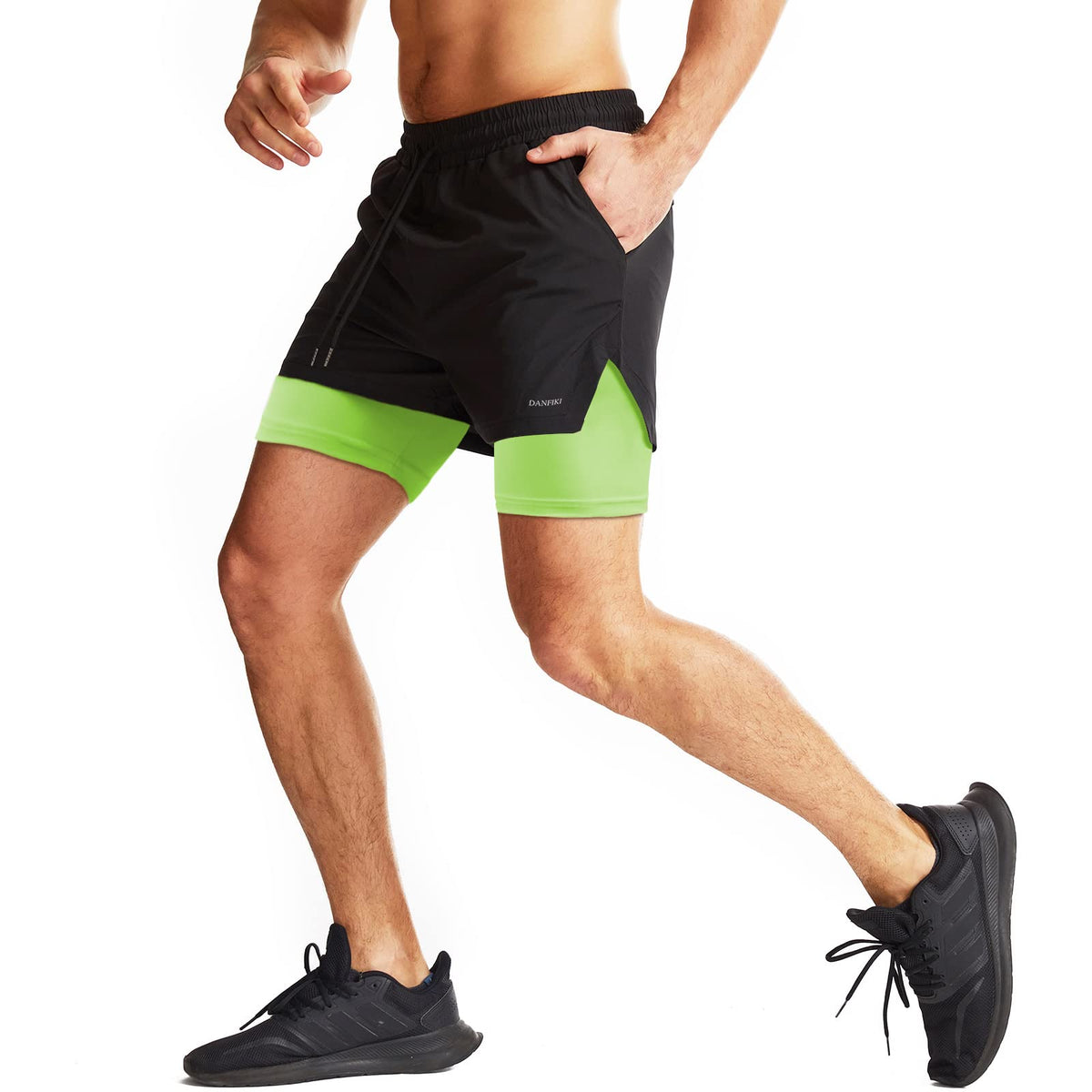 Mens Running Shorts Men's Gym Sports Short 2 in 1 with Phone Pocket Lightweight Quick Drying