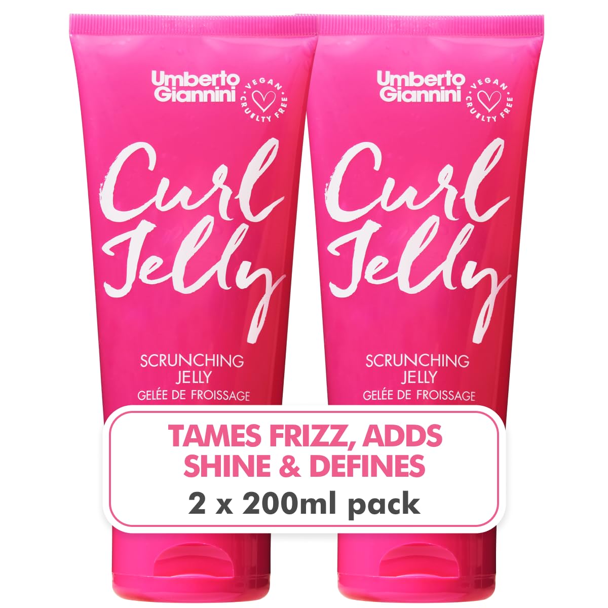 Umberto Giannini Curl Jelly Scrunching Jelly & Creme De Curl Control Cream Duo for Curly or Wavy Hair, Vegan & Cruelty Free, 2 Pack