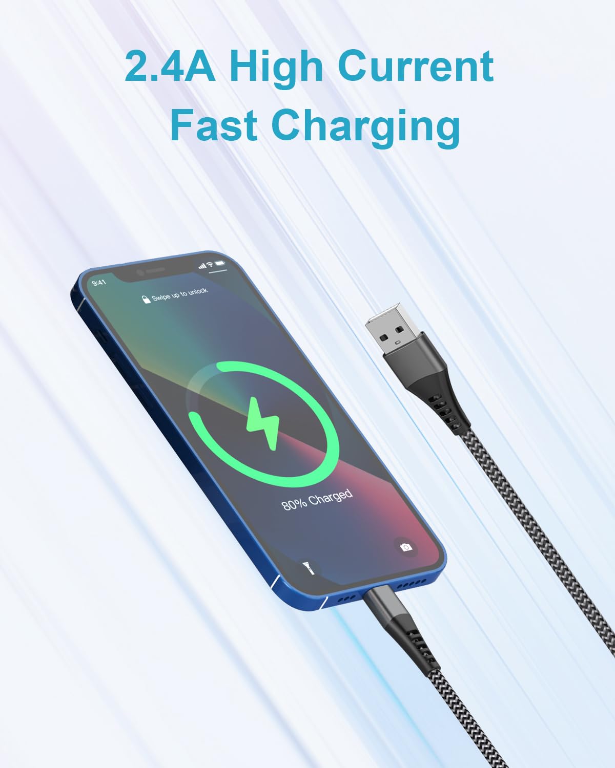 iPhone Charger Cable 2M 2Pack[Apple MFi Certified], USB to Lightning Cable 2M Nylon iPhone Cables Fast Charging for Apple iPhone 14 13 12 Pro Max XR XS 8 7 6 5 SE iPad
