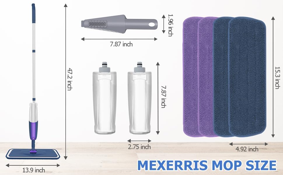 Microfibre Floor Mop with 4 Washable Pads: Spray Mops for Cleaning Floors