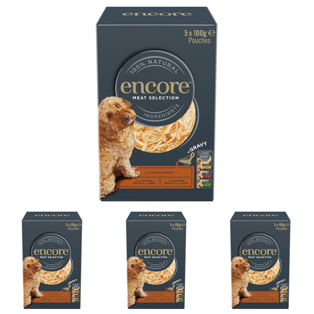 Encore 100% Natural Wet Dog Food, Chicken with Fish Selection in Broth 100g Pouch (Pack of 15x100g)
