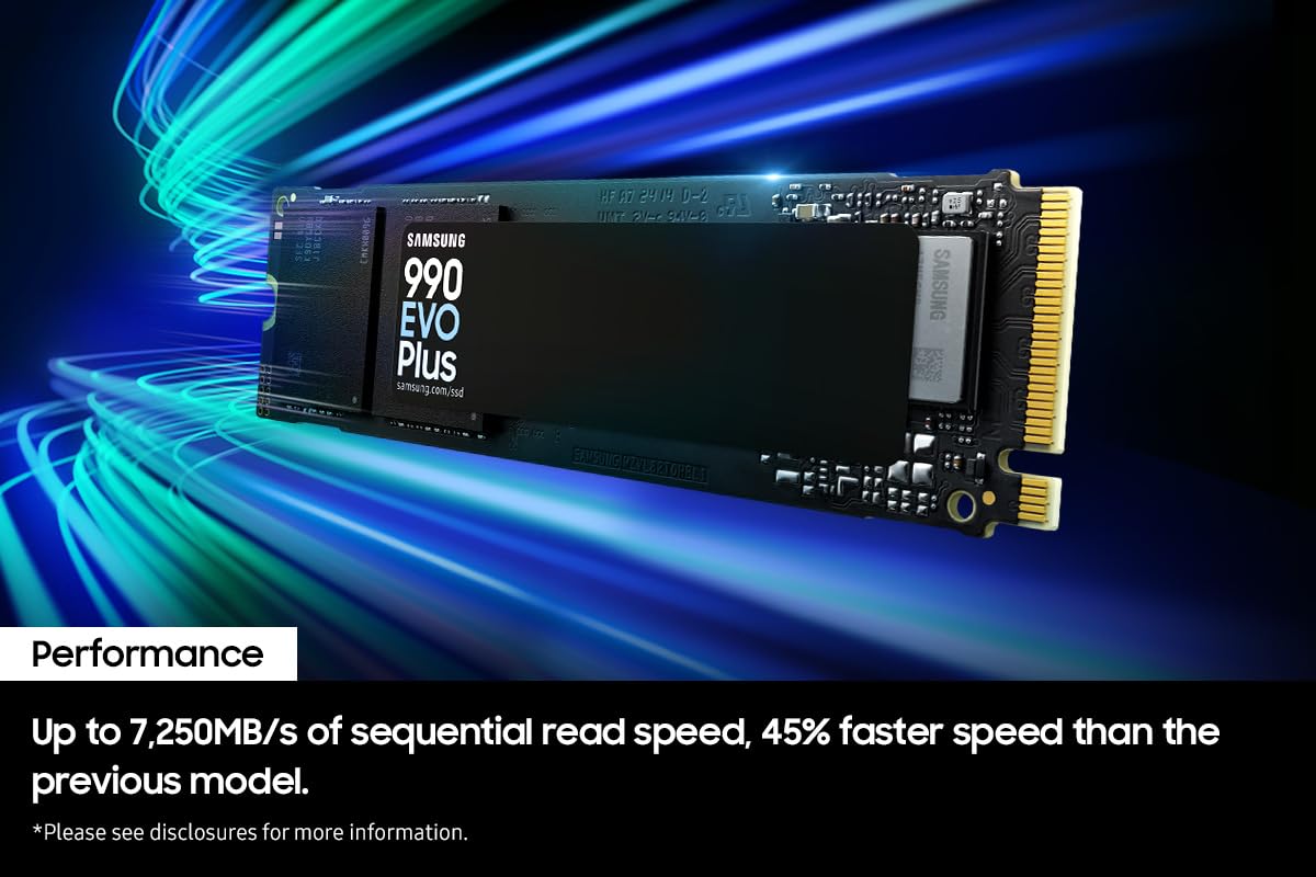 Samsung 990 PRO 1TB PCIe 4.0 (up to 7450 MB/s) NVMe M.2 (2280) Internal Solid State Drive (SSD) (MZ-V9P1T0BW)