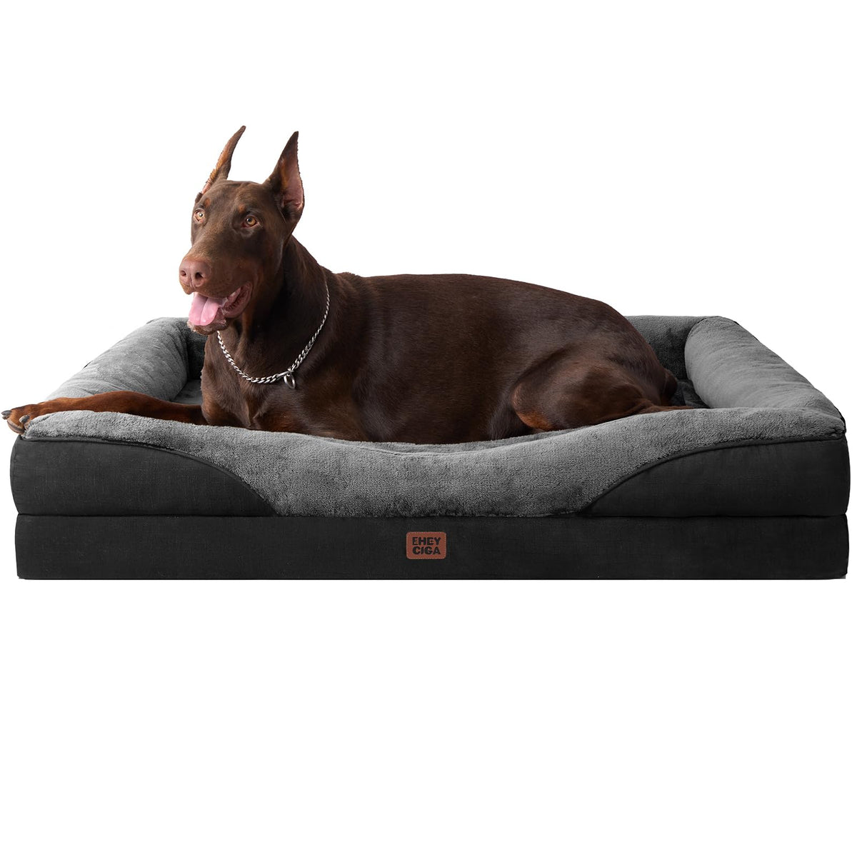 EHEYCIGA Memory Foam Orthopedic Dog Beds Large, 91x68x17cm, Dark Grey