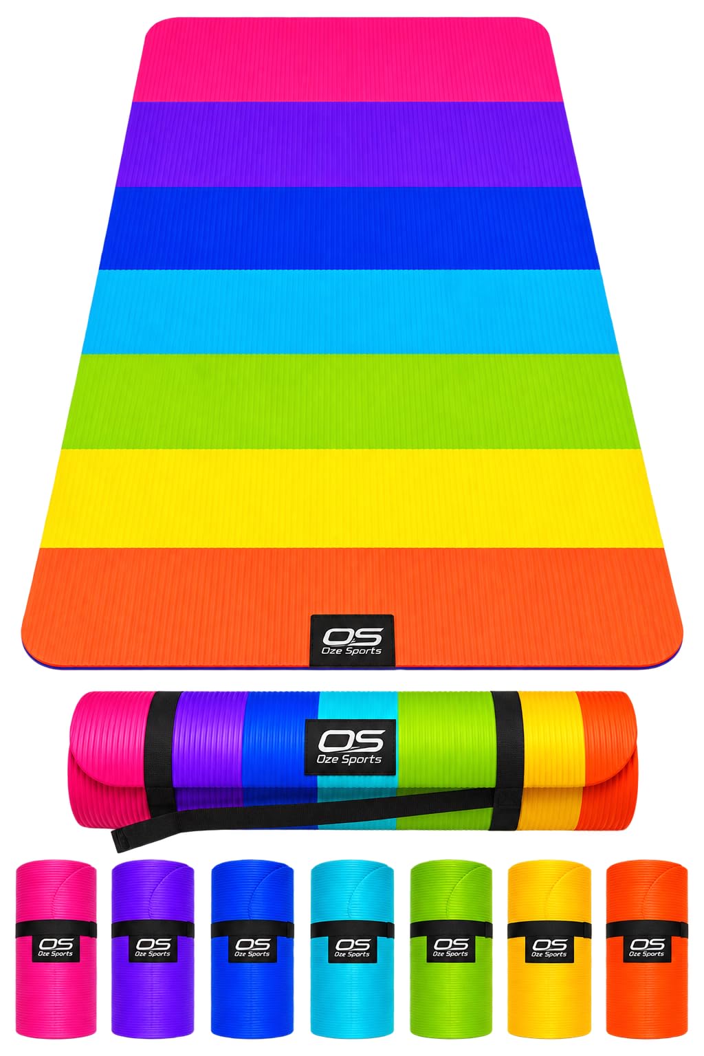 OZE SPORTS Yoga Mat, NBR Foam, Extra Thick, Non-Slip, High Density, Large, for Pilates, Gymnastics, HiiT and Fitness, with Free Carry Strap