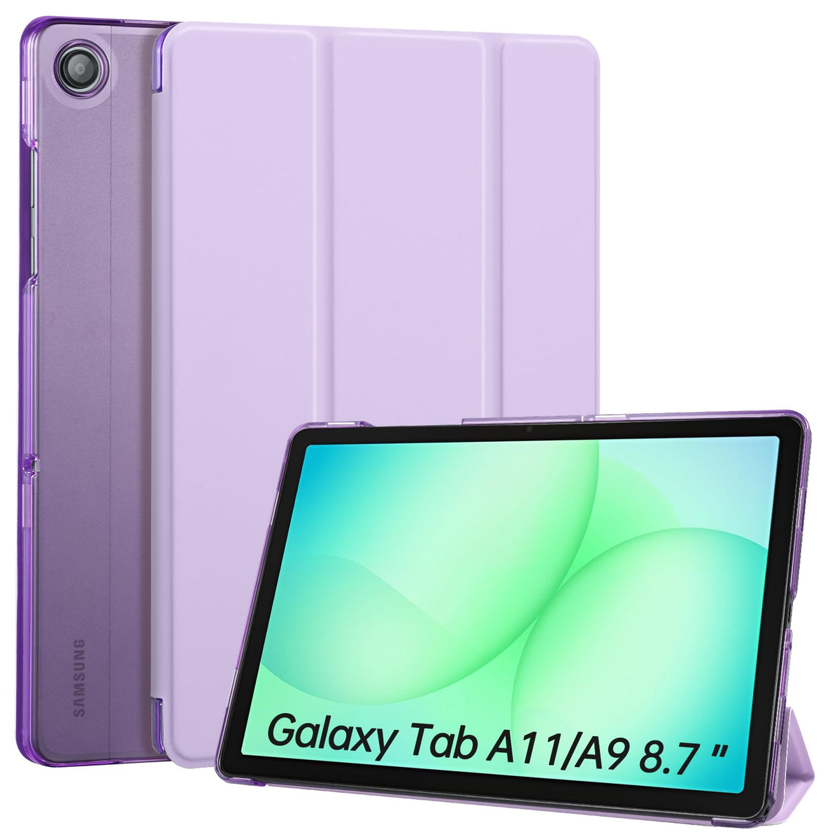 CoBak Case for Samsung Galaxy Tab A11+ Plus 11 Inch 2025/A9+ Plus 2023 - PU Leather Smart Cover with Auto Sleep/Wake for Tab A11+, Translucent Hard Shell, Multi-Viewing Angles, Green Pattern