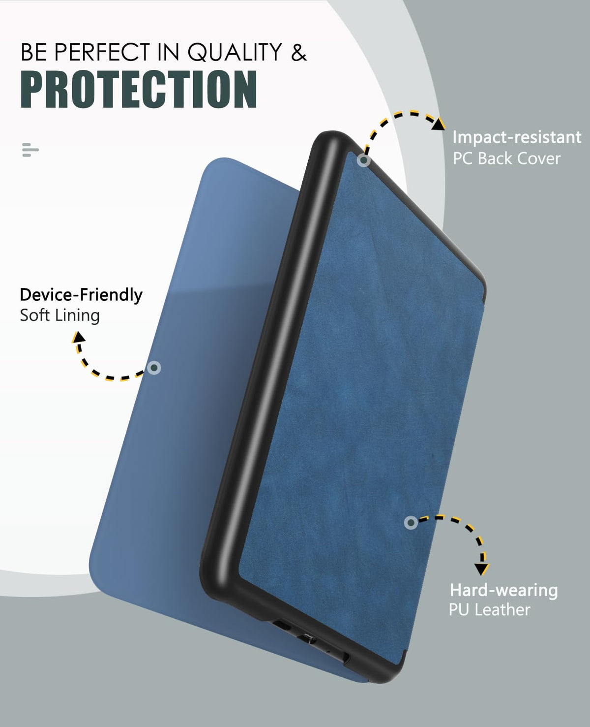 MoKo Case for 7" Kindle Paperwhite 12th Gen & Colorsoft 2024, Denim Black