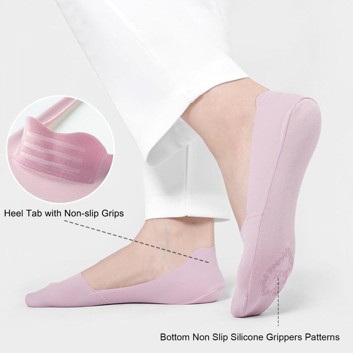 No Show Trainer Socks Womens, Non Slip Invisible Socks for Ladies
