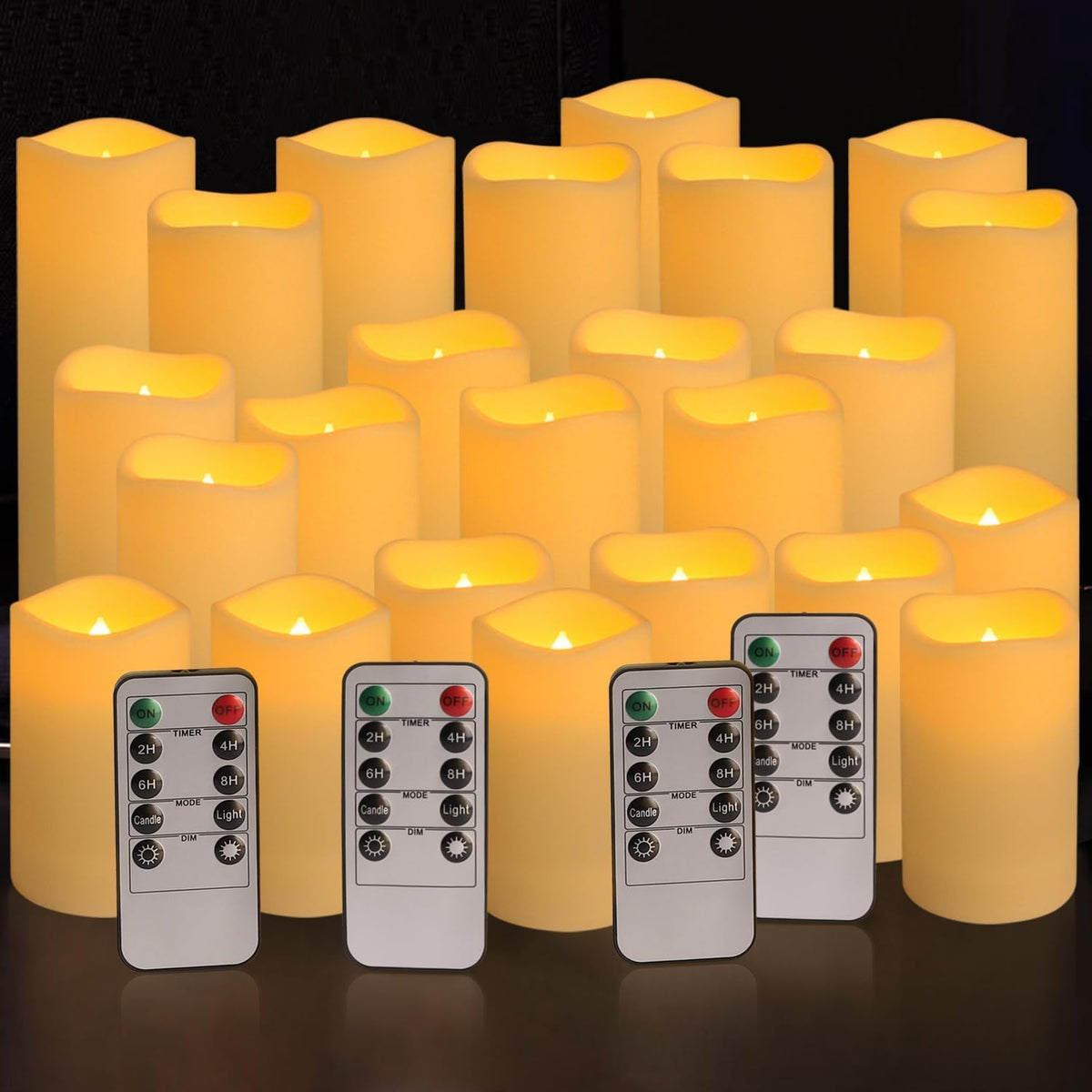 LIVEN Flickering Flameless Candles Battery Operated with Remote,Led Pillar Candles with Realistic Moving Wick Candles for Halloween,Christmas,Home Decor Pack of 12 (D2.2 xH 5" 6" 7")(White)