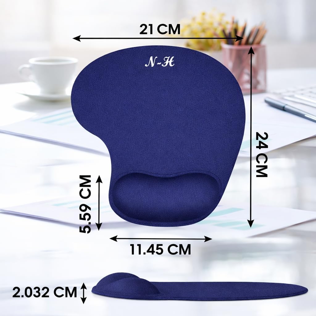 Mouse Mat ANTI-SLIP COMFORT MOUSE PAD MAT WITH GEL FOAM REST WRIST SUPPORT FOR PC LAPTOP (Blue, Regular)