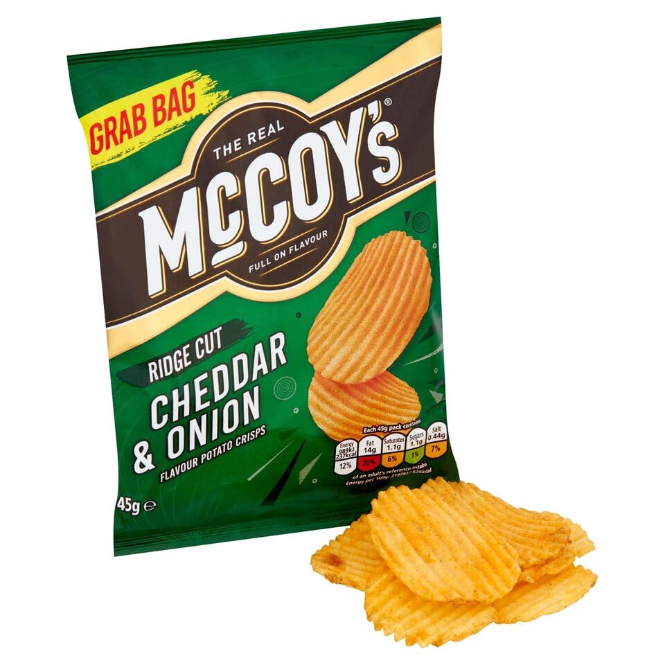 McCoy's Sizzling King Prawn Multipack Crisps 6 Pack (Multipack BOX of 20) - Fully loaded with flavour, iconic ridged crisp, unmistakable crunch