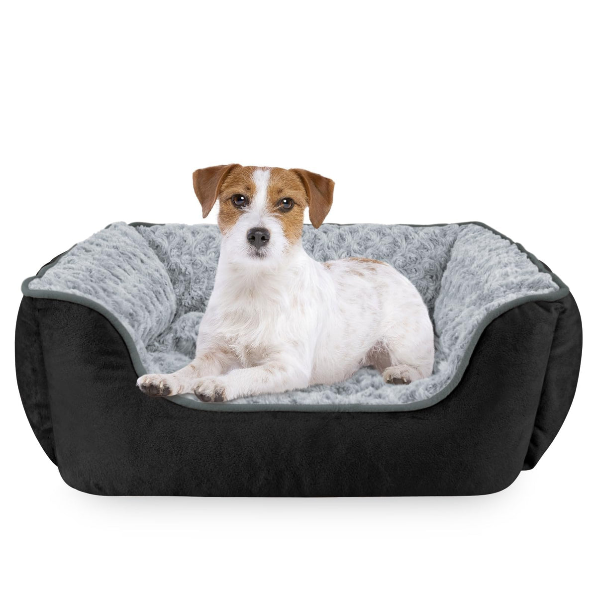 JOEJOY Dog Bed Medium - Washable Rectangle Dog Beds, Anti-Anxiety, Soft Plush Non-Slip Bottom Pet Bed - Small | Medium | Large Size Mattress Mat, Grey