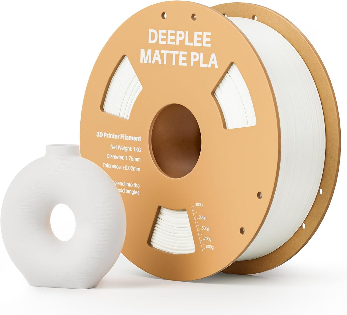 DEEPLEE Matte PLA Filament 1.75mm Matte White 1kg