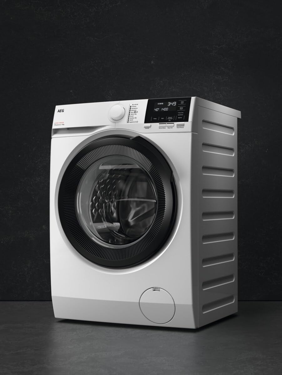 AEG 6000 Series Washing Machine 8kg LFR61844B, ProSense, TimeSave, Extra-Quick, Freestanding Washing Machine, 8kg Load, 1400rpm Spin, Inverter Motor+, Energy Rating A, White