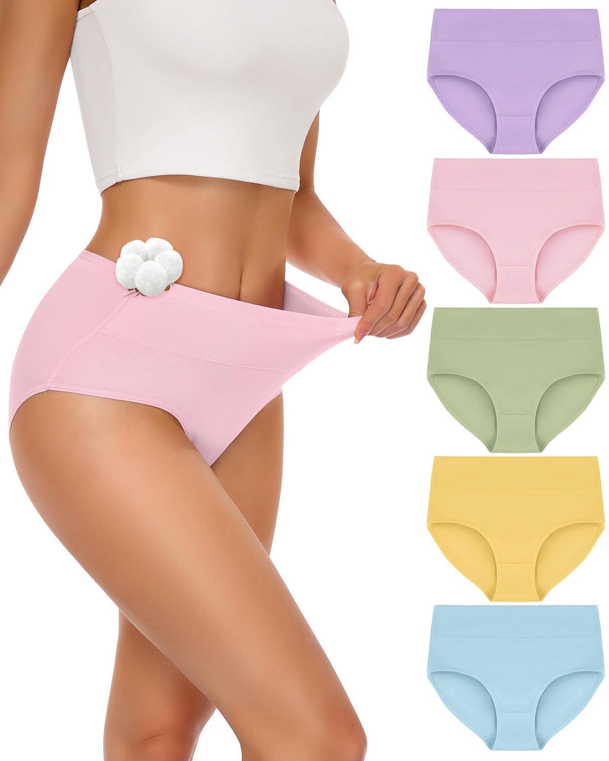SIMIYA Cotton Underwear Women, High Waisted Knickers for Women Multipack