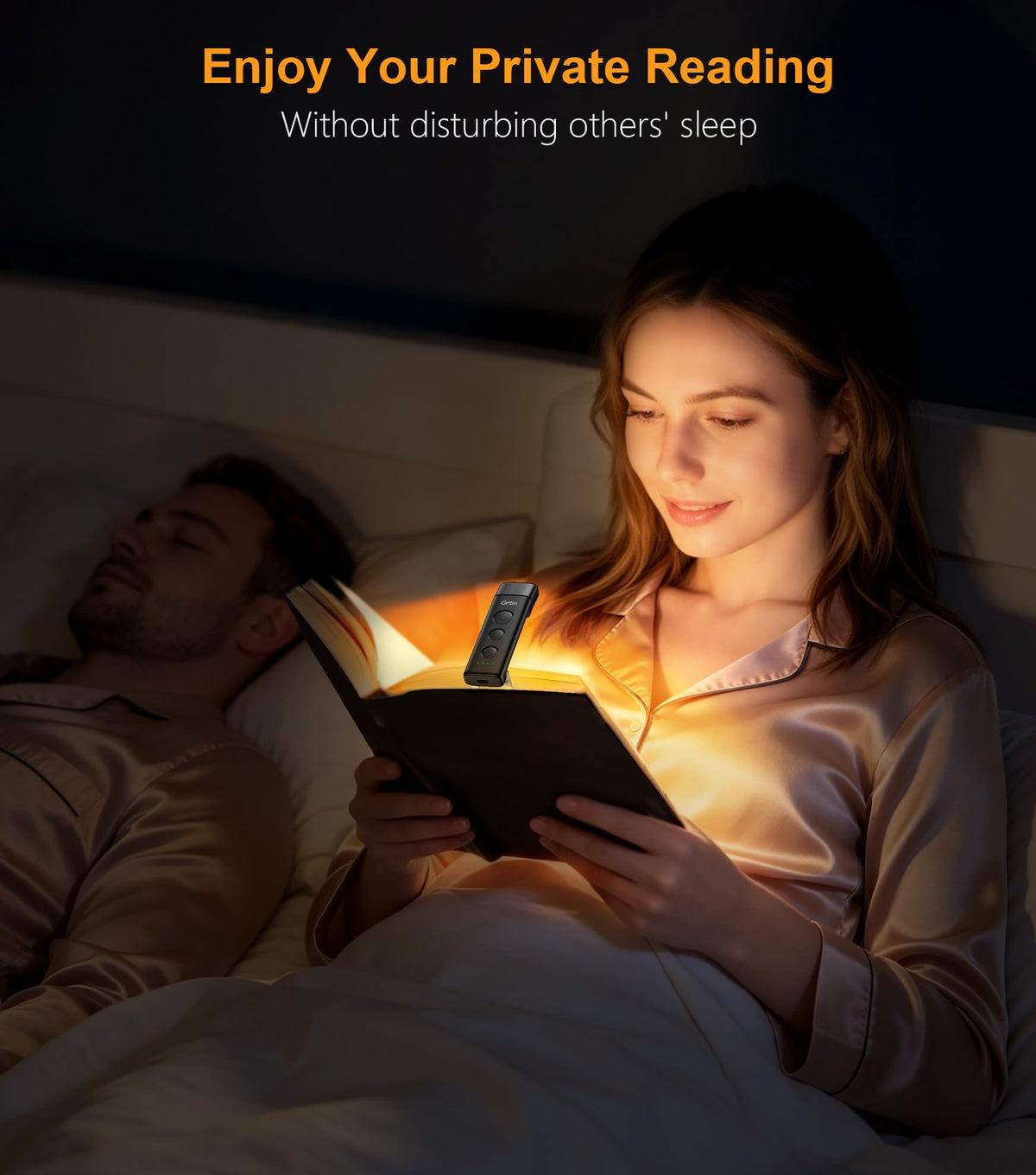 Gritin Book Light Rechargeable, Reading Light Lamp Clip on Book for Reading