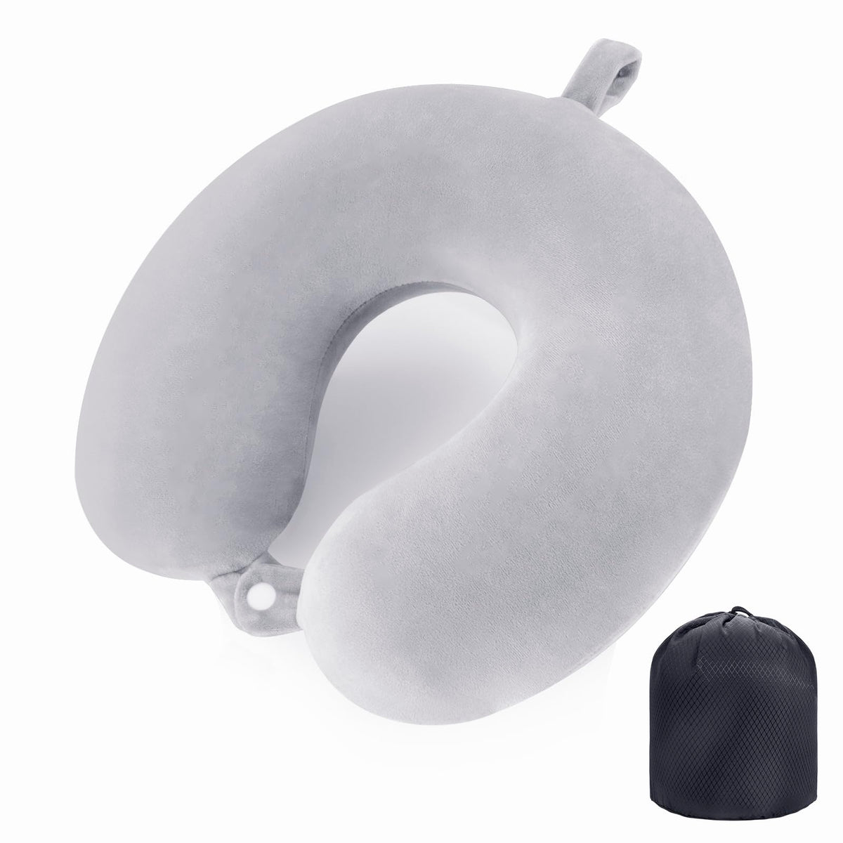 WENGX Travel Neck Pillow With Storage Bag Memory Foam Head Support Flight Pillows Cushion for Airplane Train Car Office Travel Essential for a Long Hauls Sleeping Rest(Pale Pink)