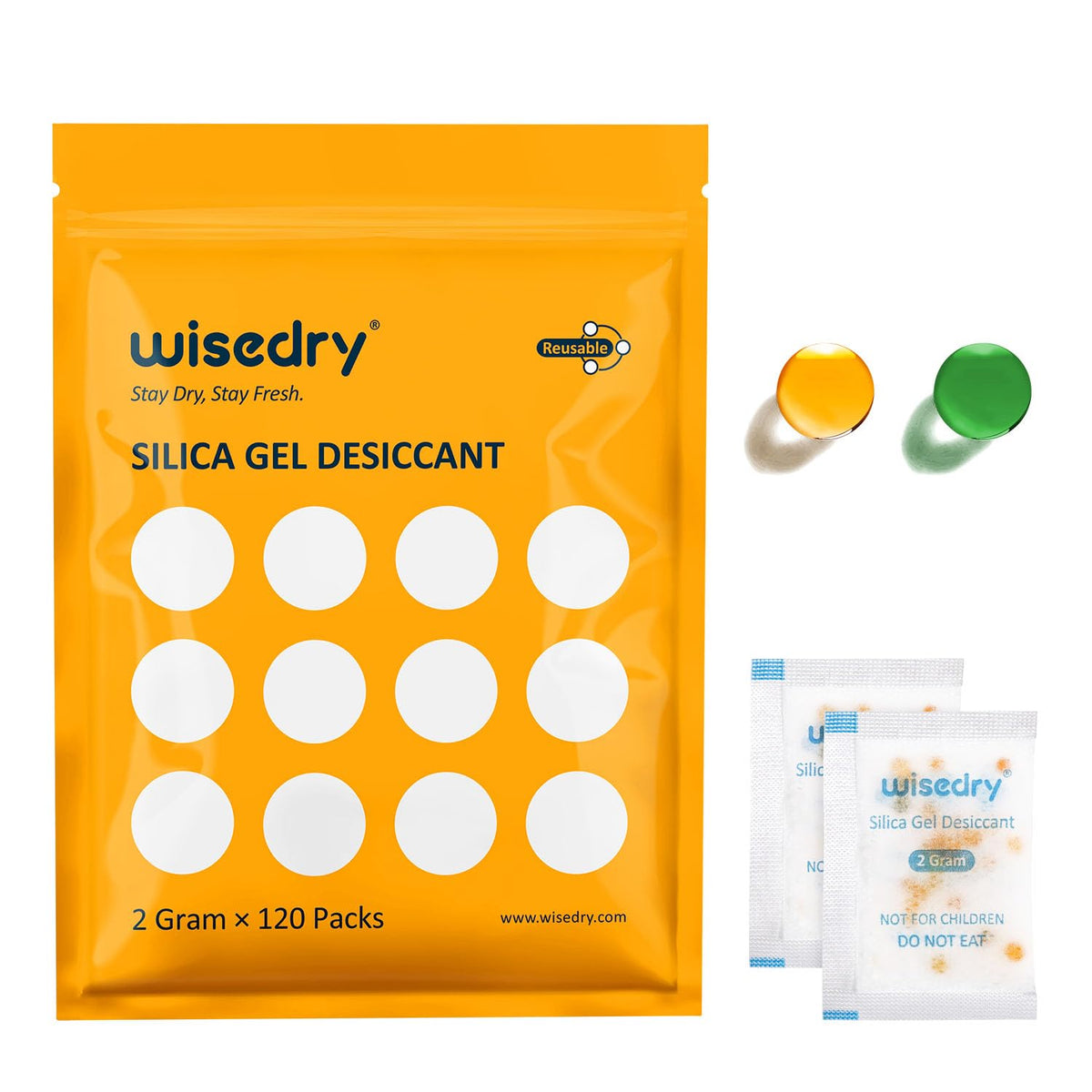 wisedry Silica Gel Sachets Bags 10 Gram x 30 Packs with Orange Beads Humidity Indicator Desiccant Packs Moisture Absorber for Air Dryer Moisture Removal, Food Grade