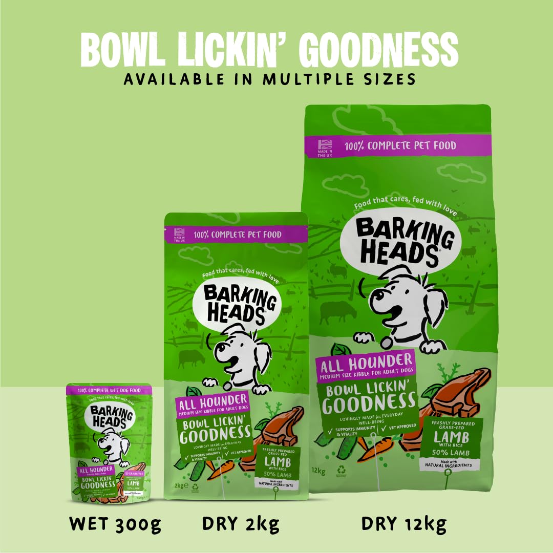 Barking Heads Adult Dog Food Wet Pouches Variety Pack Natural & Grain-Free with No Artificial Flavours Plus Added Vitamins & Minerals 6 x 300g