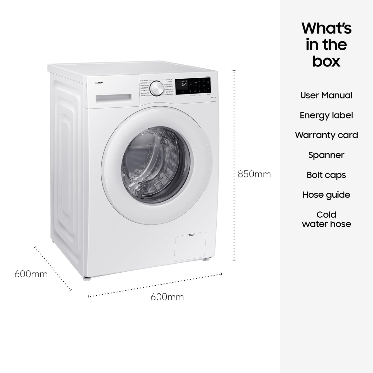Samsung Series 6 AI Energy Washing Machine, 9kg, 1400rpm, Black, WW90DG6U25LBU1