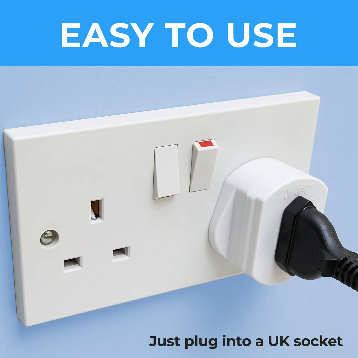 Double Dragon 2-Pack UK Electric Toothbrush & Shaver Plug Adapter | 2-Pin to 3-Pin Bathroom Converter | Supports UK EU Round & US Flat 2-Pin Plugs | 1A Fused | Compatible with Oral-B, Braun, Philips