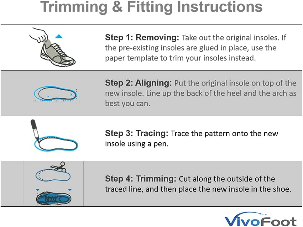 VivoFoot 2 Pair Anti-Fatigue Pain Relief Foam Comfort Insole (UK7-10,Black)