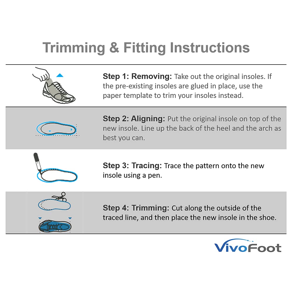 VivoFoot 2 Pair Anti-Fatigue Pain Relief Foam Comfort Insole (UK7-10,Black)