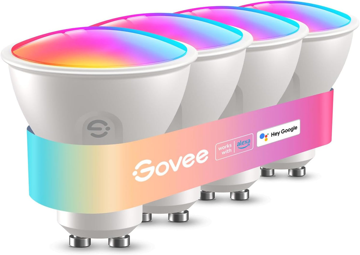 Govee Smart Bulb GU10 RGBWW, 400lm LED Light Bulbs Work with Alexa, 4 Pack