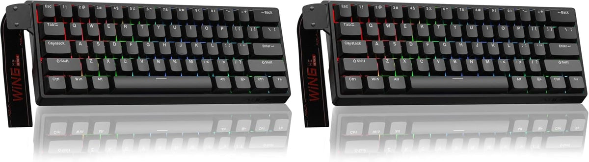 AULA WIN60 HE Mechanical Gaming Keyboard Wired,Hall Effect Magnetic Switches,Adjustable Actuation Rapid Trigger,8K Polling Rate,RGB Backlight,60% Percent Keyboard for Mac/Win (BLACK) (Pack of 2)