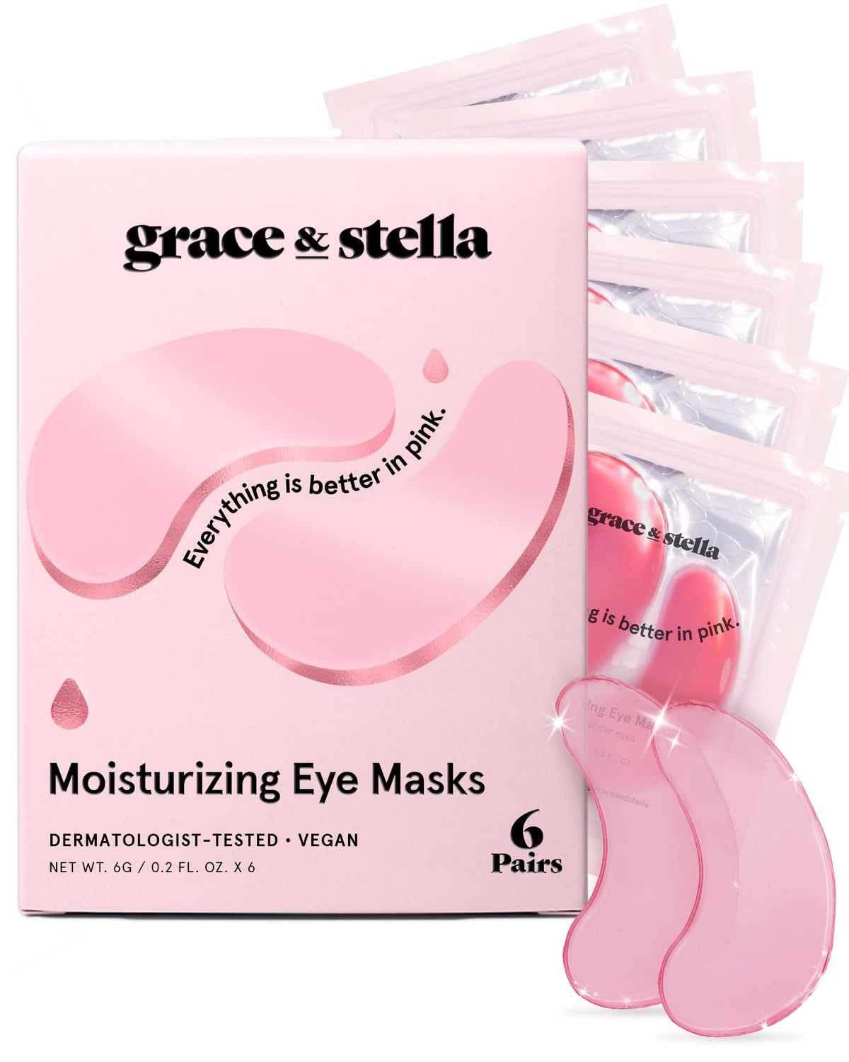 grace & stella Award Winning Under Eye Patches for Dark Circles - Illuminating Under Eye Masks for Puffy Eyes - Undereye Gel Patches with Niacinamide - Vegan - Gifts for Sisters (6 Pairs, Blue)