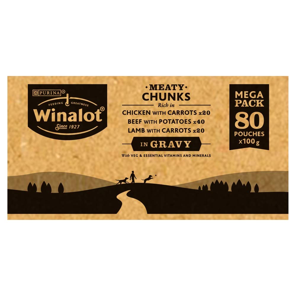 WINALOT Sunday Dinner Mixed in Gravy Wet Dog Food Pouches 40x100g