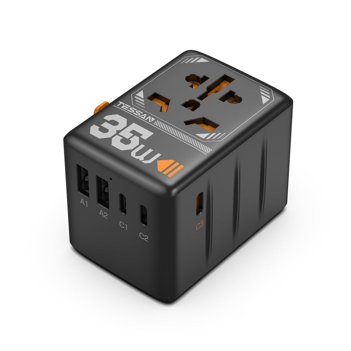 TESSAN Universal Travel Adapter Worldwide with 2 USB C and 2 USB A Ports