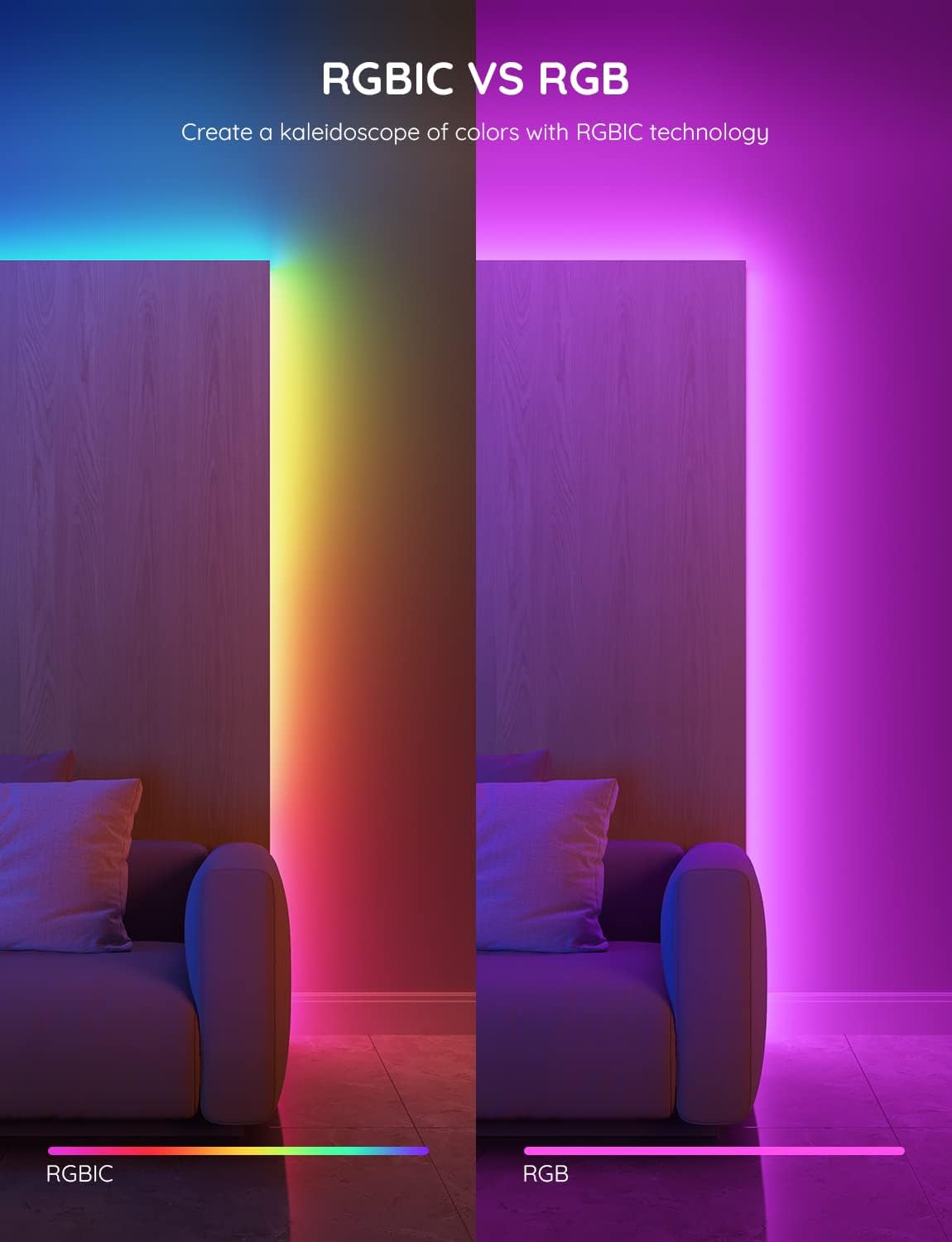 Govee LED Strip Light 5m, RGBIC Smart LED Strip Lights