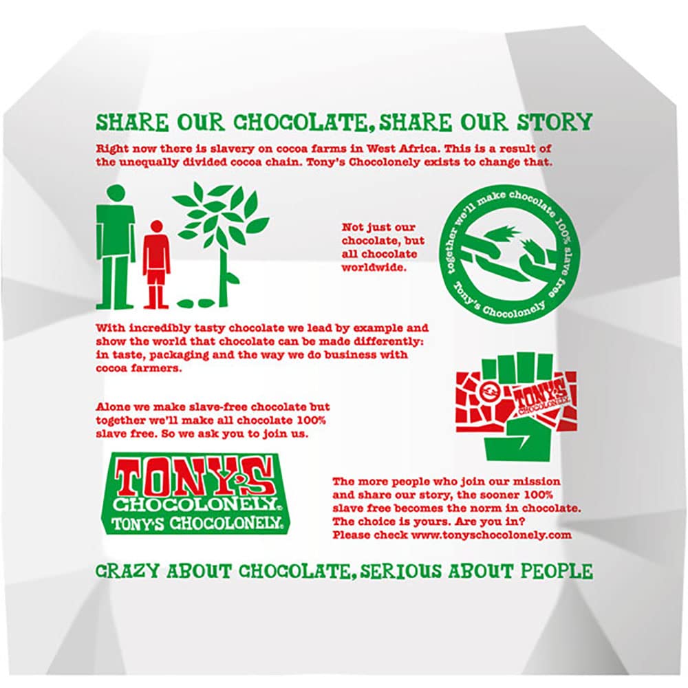 Tony's Chocolonely Milk Chocolate Bar - 180g Belgian Fairtrade Chocolate, Gift, 32% Cocoa, Vegetarian