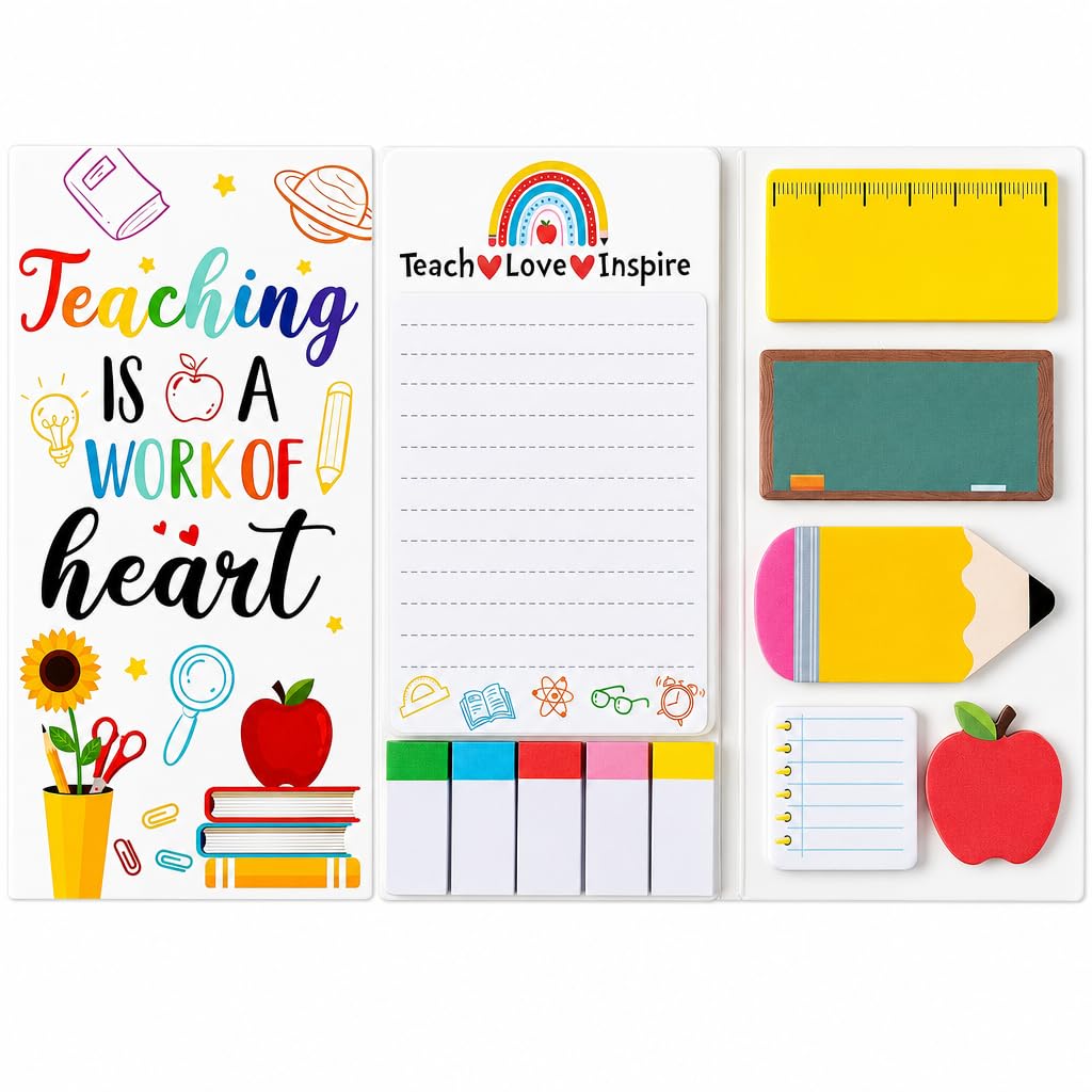 Thank You Teacher Gifts, Best Christmas Teacher Gifts for Women Sticky Notes Tabs Note Pads Set, Thank You Gift Teacher Office Stationery Supplies Leaving Gifts for Teachers Thanksgiving Retirement