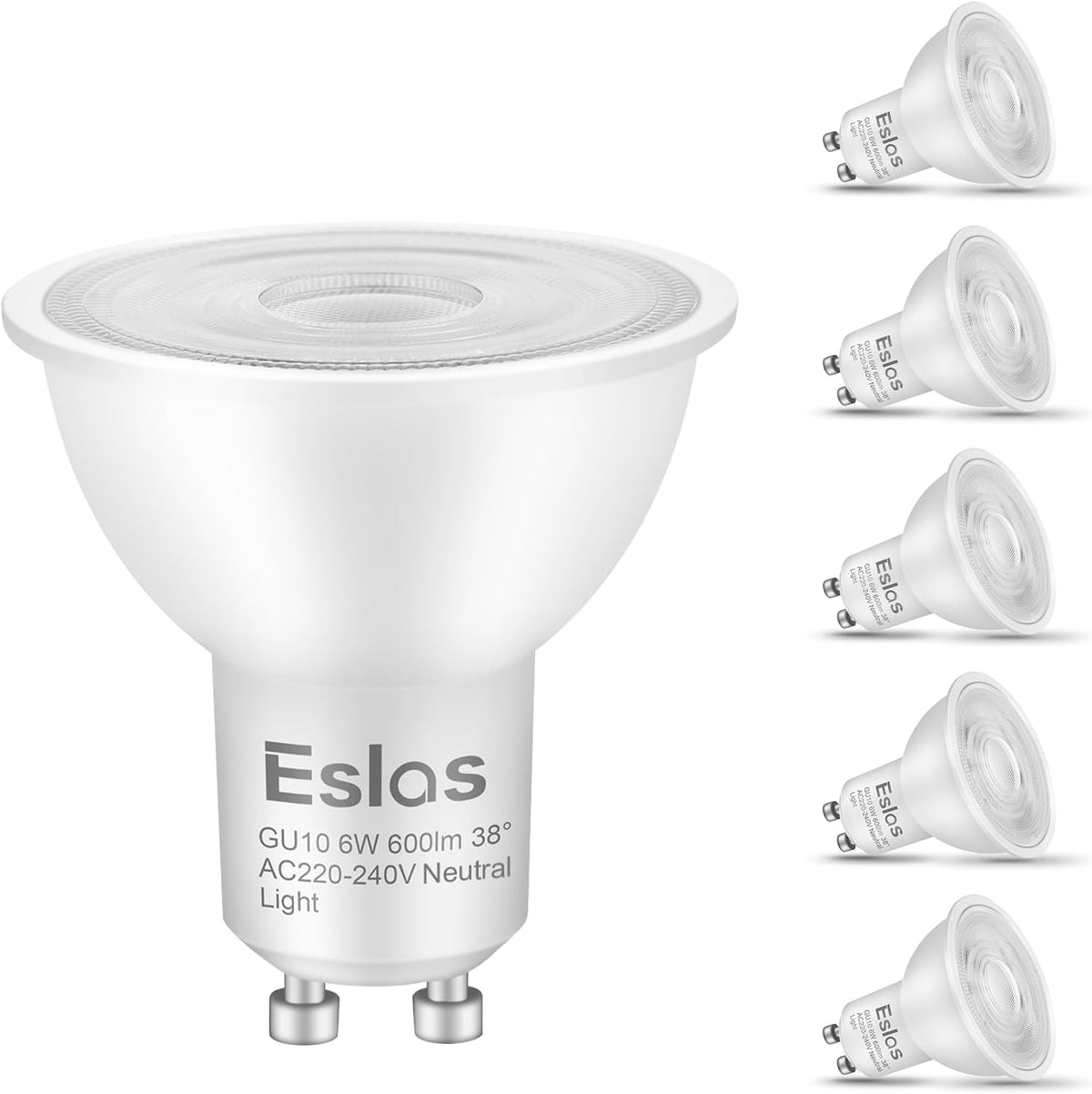 GU10 LED Bulbs Natural White 4000K, 6W, 60 Watts Equivalent, 6 Pack