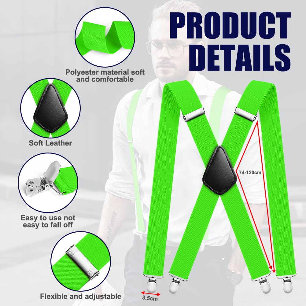 Aomig Mens Braces, Mens Suspenders with Strong Metal Clips, 3.5cm Wide Heavy Duty Suspenders for Men Women Business Wedding Casual