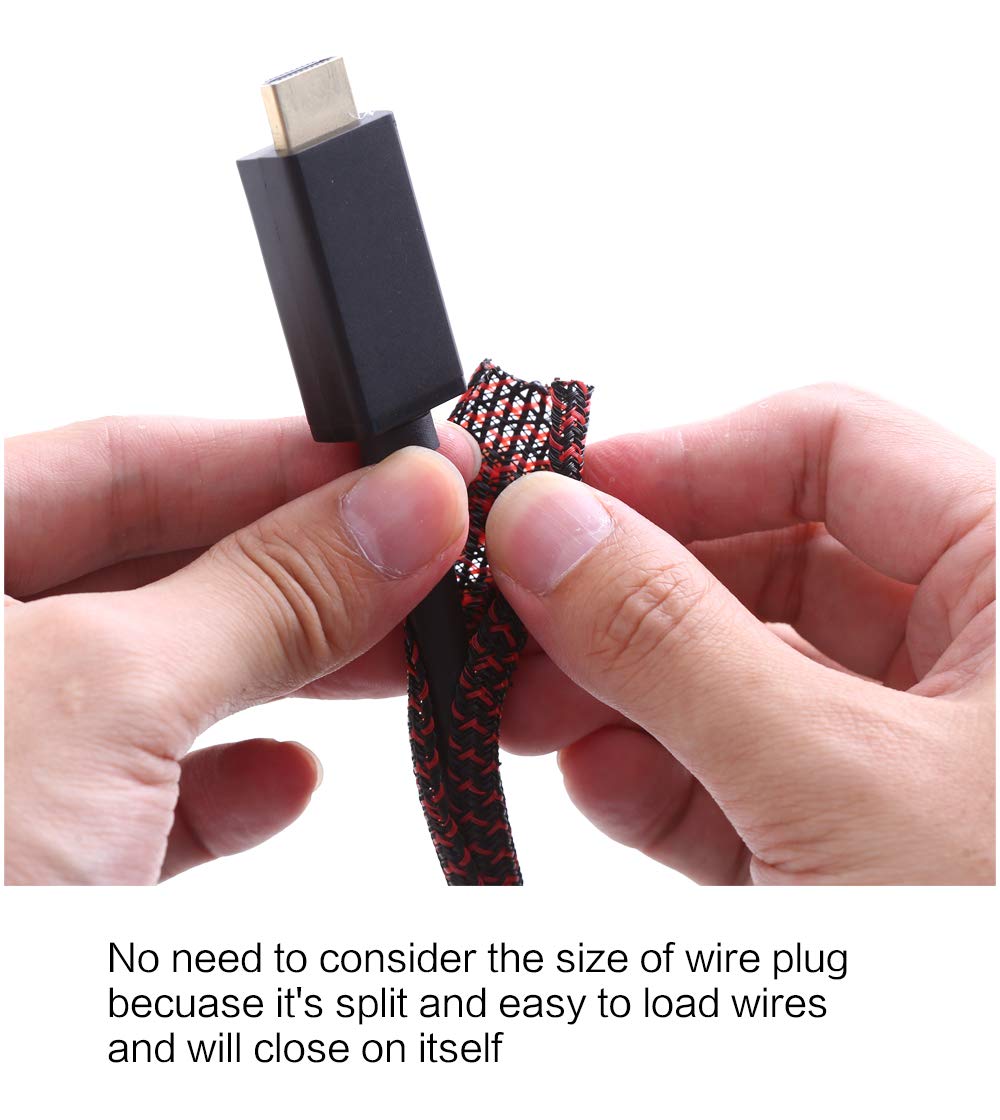 Alex Tech 10ft - 1/2 inch Cord Protector Wire Loom Tubing Cable Sleeve Split Sleeving for USB Power Cord Audio Video Cable – Protect Cat from Chewing Cords - Black