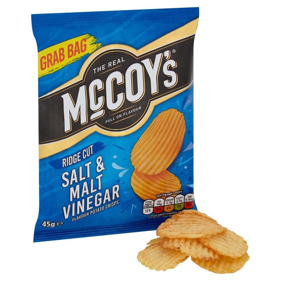 McCoy's Sizzling King Prawn Multipack Crisps 6 Pack (Multipack BOX of 20) - Fully loaded with flavour, iconic ridged crisp, unmistakable crunch