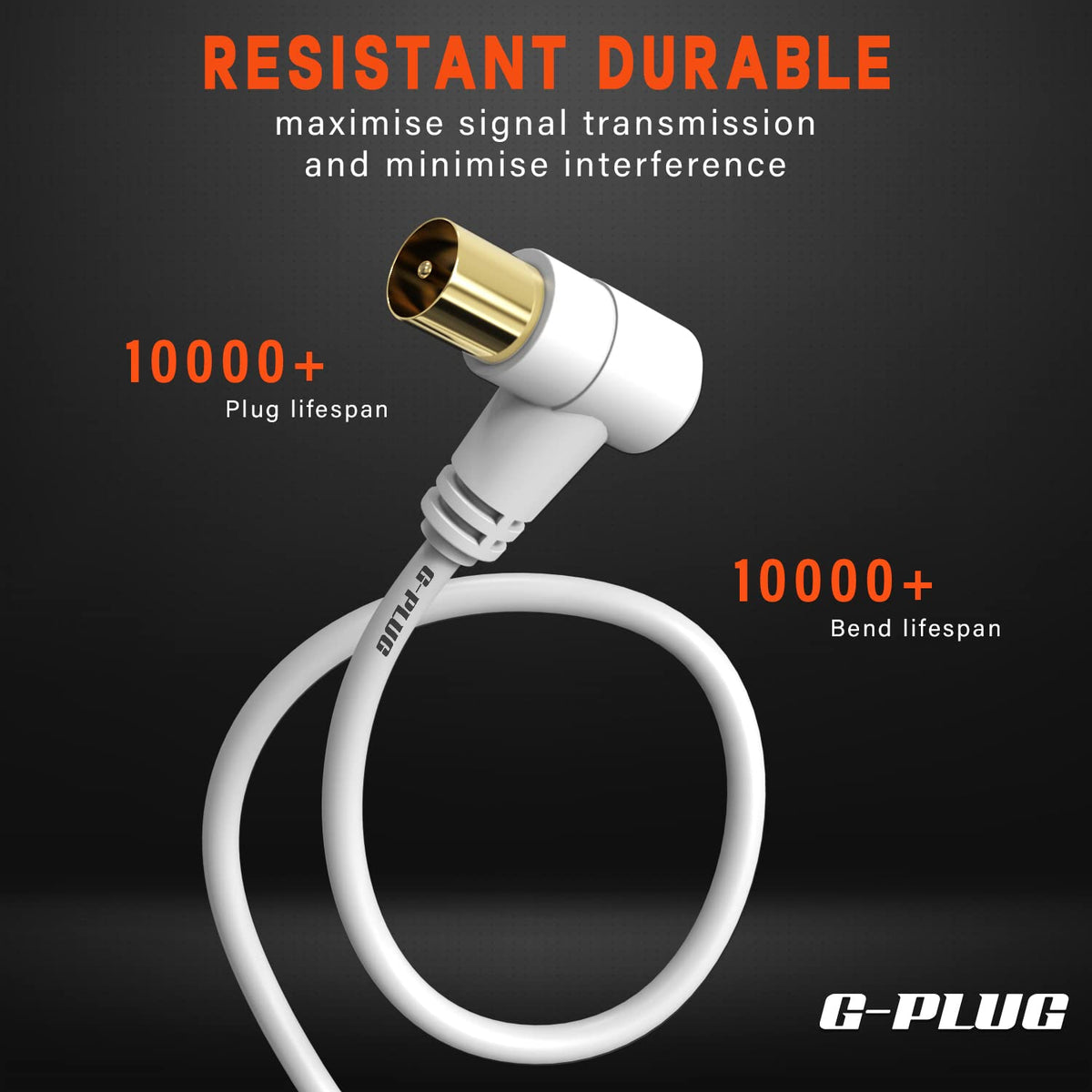 G-PLUG 2m TV Aerial Cable, Coaxial Cable for Freeview, Sky Box and Freesat