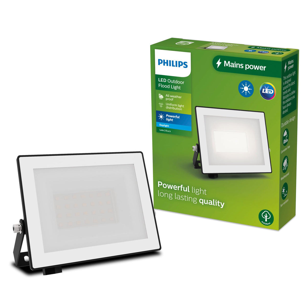 Philips Lois Outdoor Floodlight, White, 10 W