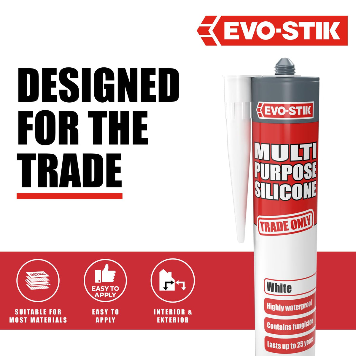 EVO-STIK Multipurpose Silicone Sealant Clear - Waterproof - Mould Resistant