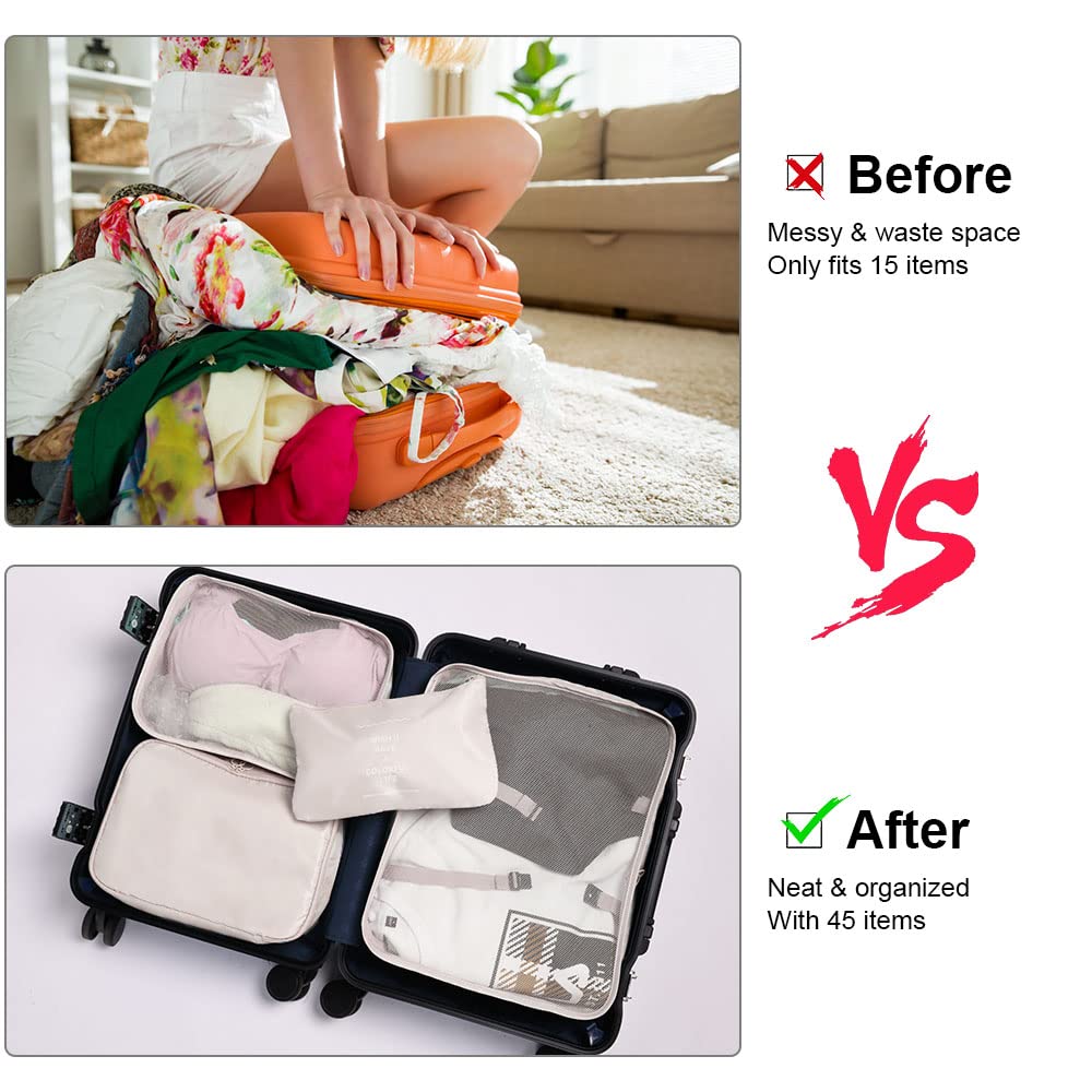 OSDUE Packing Cubes for Suitcase, 8PCS Thickening Travel Organiser Packing Bags Lightweight Travel Accessories Organizers Essentials Clothes Shoes Cosmetics Toiletries Storage Bags